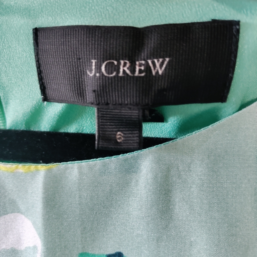 J. Crew teal floral 100% silk dress women's size 6 - Picture 8 of 8